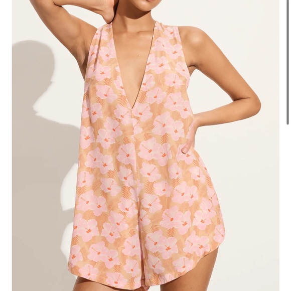 Acacia Swimwear Blue and Tan Pamala Checkered Haiku Romper small - Picture 10 of 14